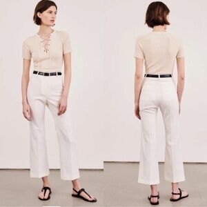 NEW NILI LOTAN cropped corette pant in ivory size 4